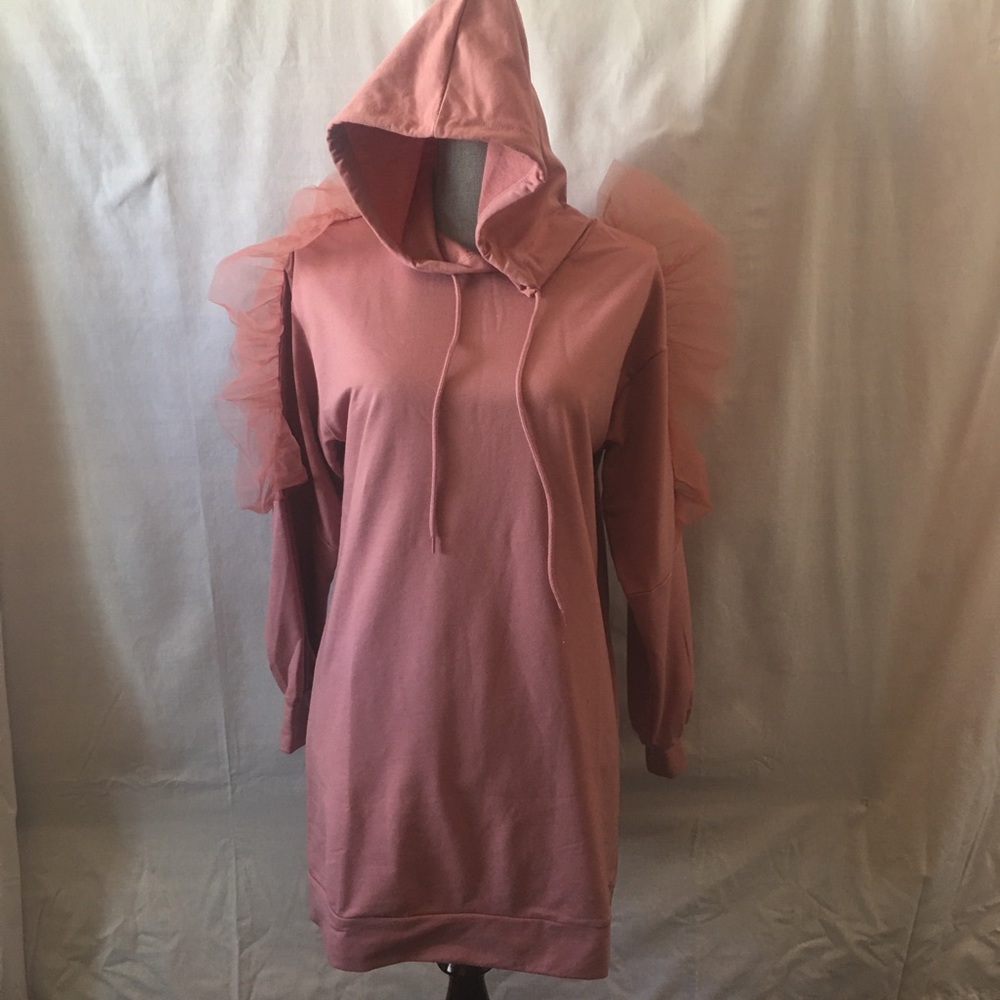 Tulle Cool Hooded Sweatshirt Dress Size S